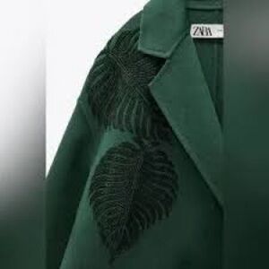 Zara Oversized Coat with Embroidery